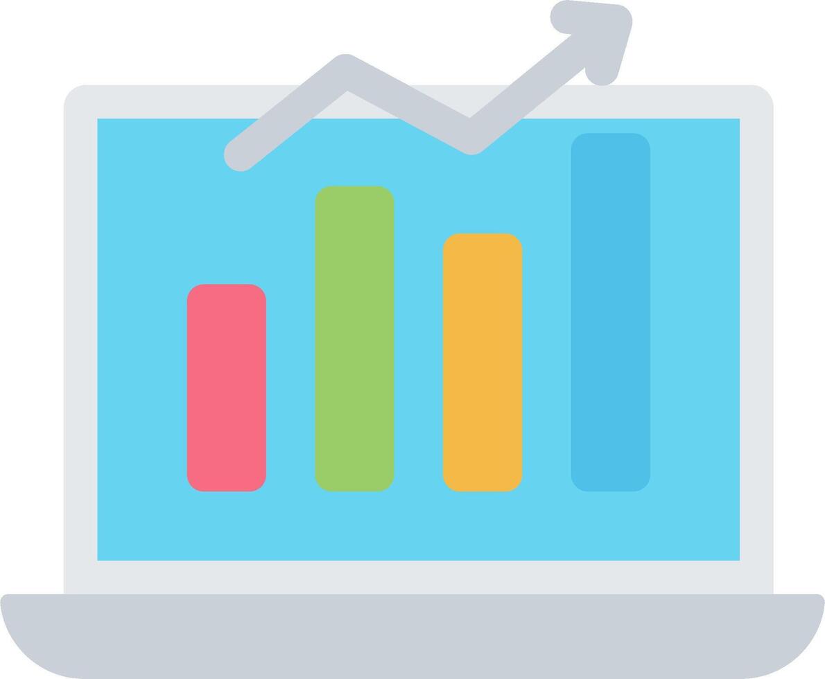 A laptop with a bar chart on it vector