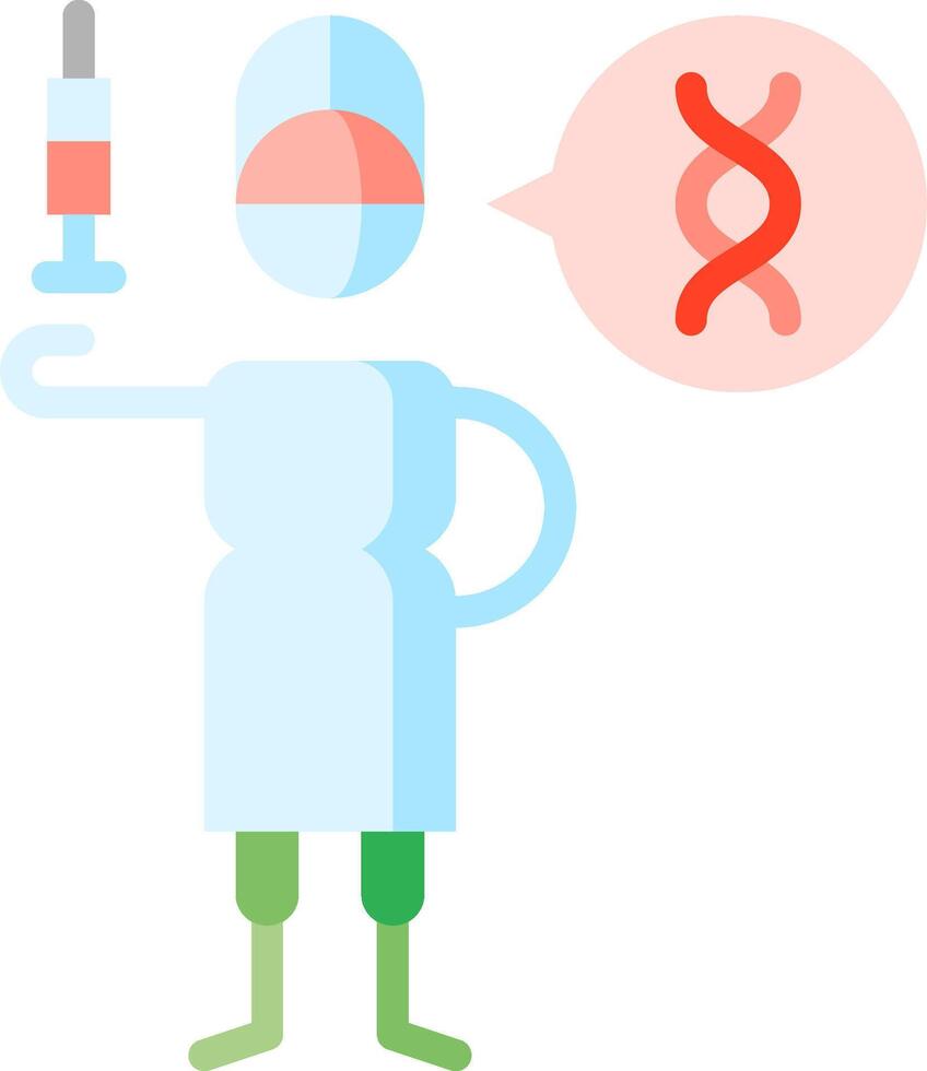 A cartoon doctor holding a syringe and a dna vector