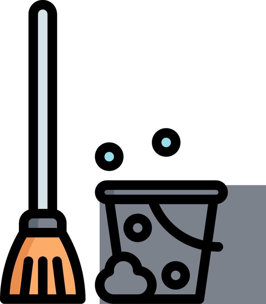 A broom and bucket with a dust pan vector