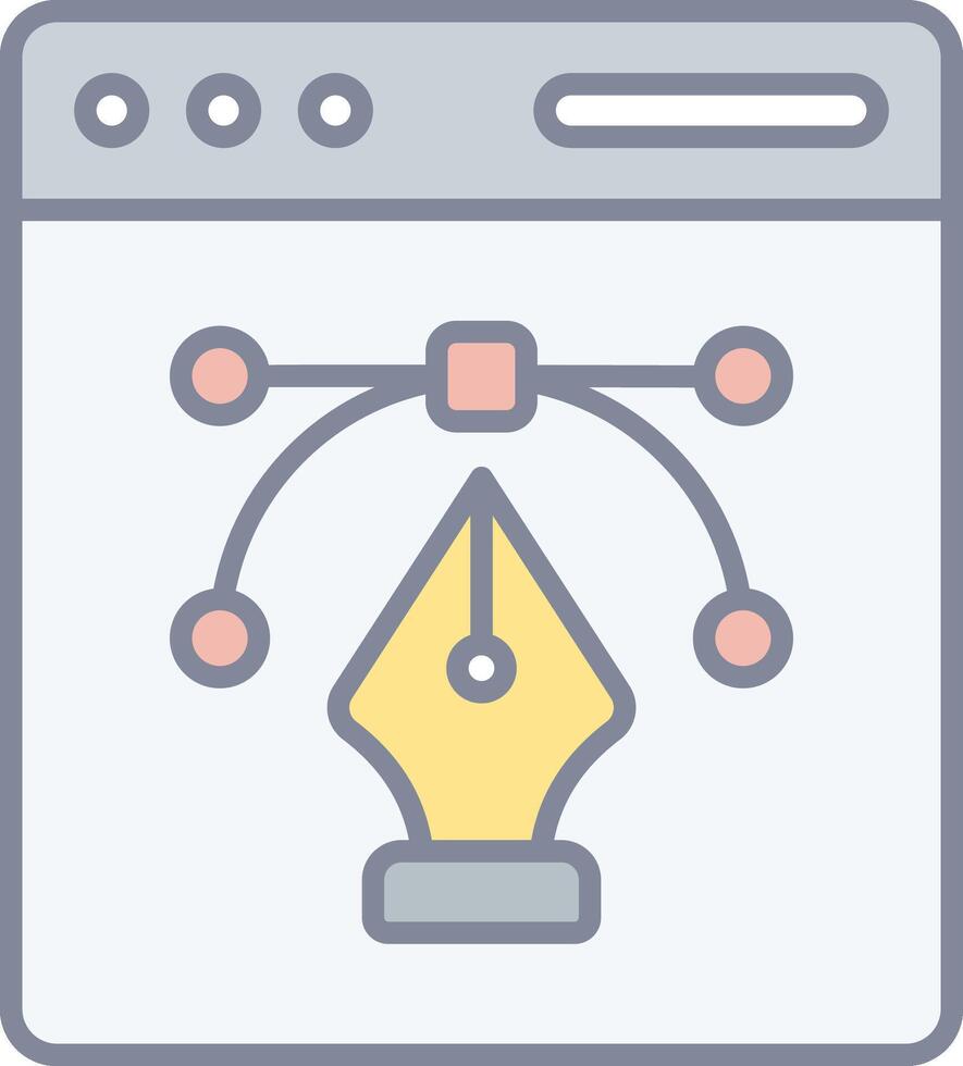 A pen and a pencil are connected to a computer screen vector
