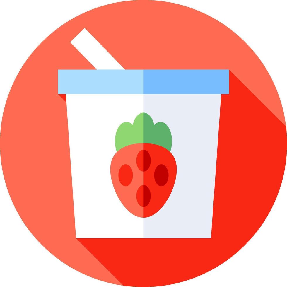 A strawberry yogurt cup with a straw and a strawberry vector