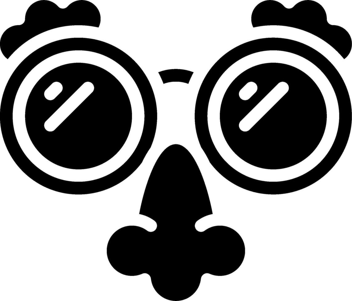 A black and white cartoon face with glasses vector