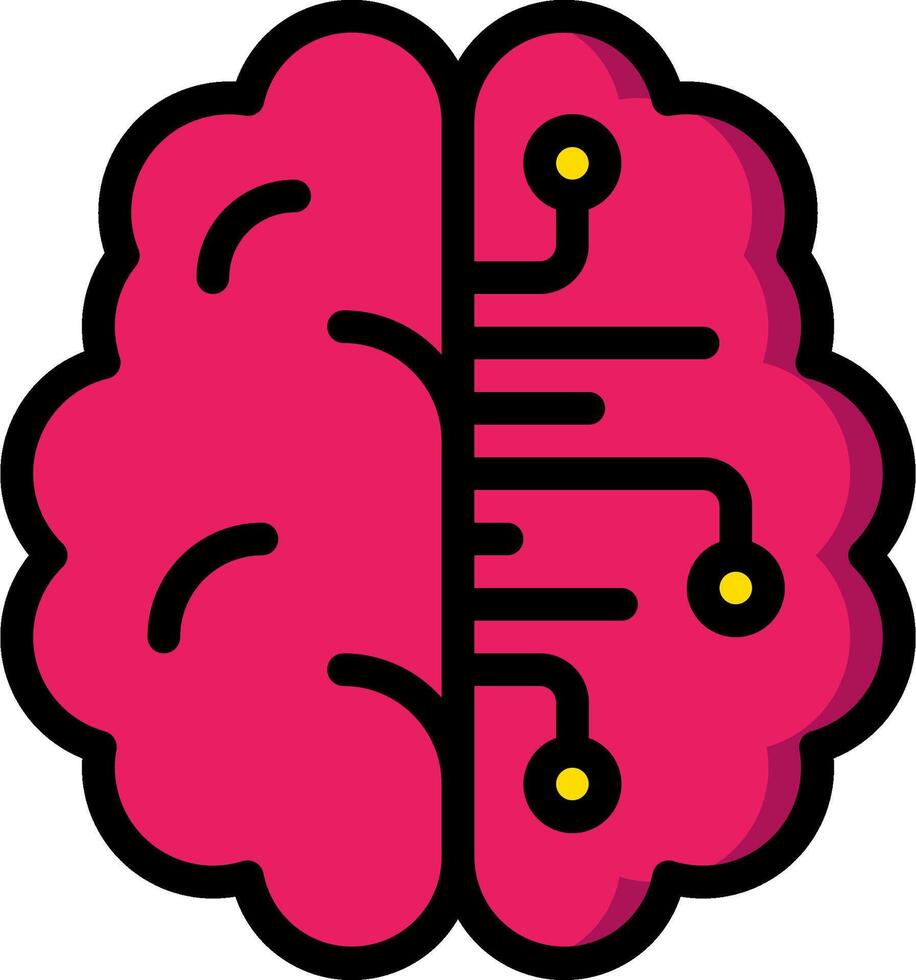 A pink brain with a circuit board on it vector