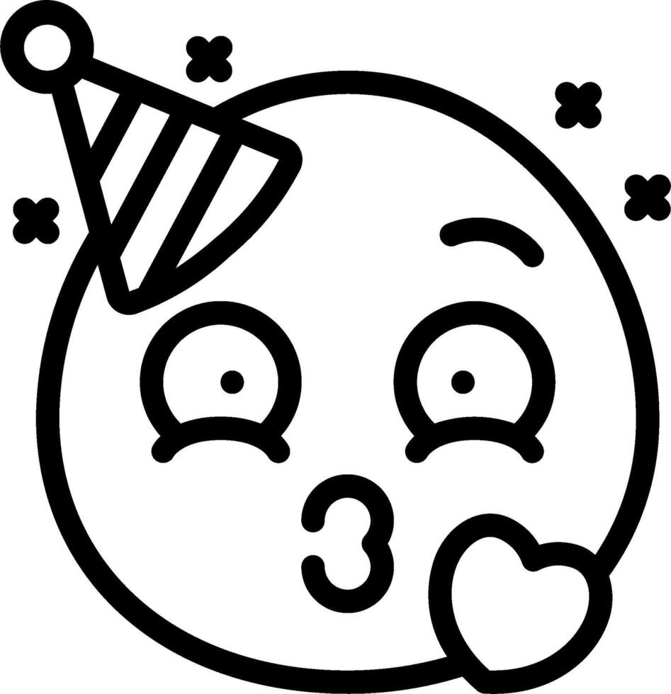 A black and white emoji with a party hat vector