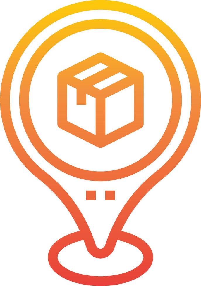 A red and orange icon with a box on it vector
