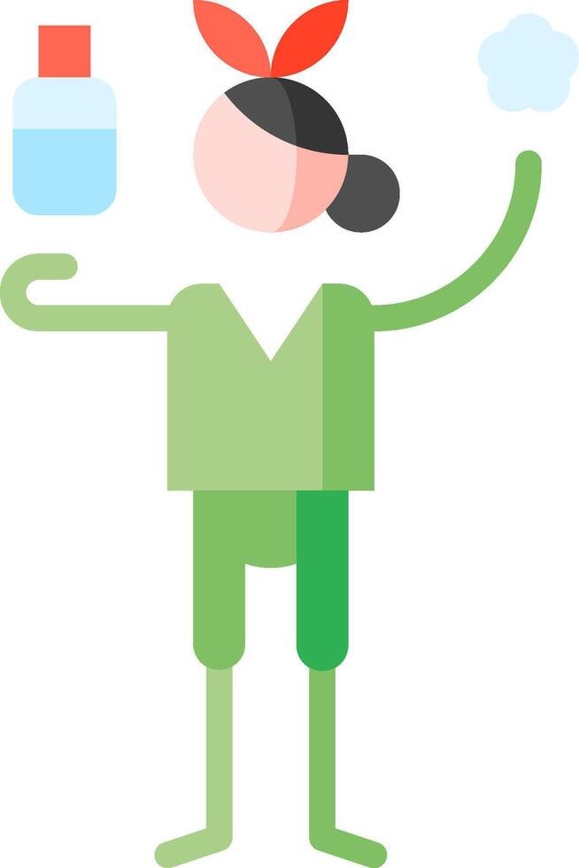 A cartoon woman holding a bottle and a cloud vector