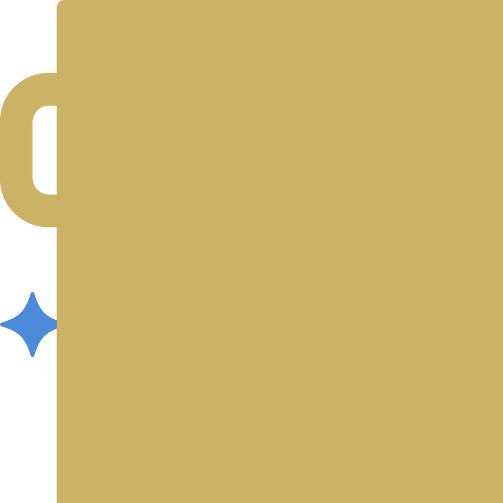 A gold mug with a blue star on it vector