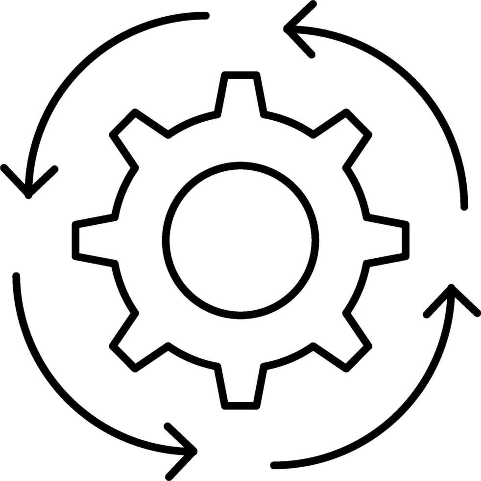 A black and white image of a gearwheel with arrows vector