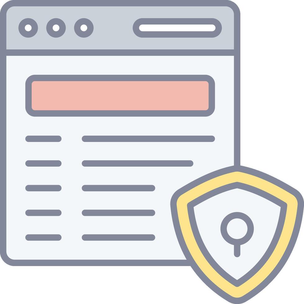 A shield icon with a padlock on a web page vector