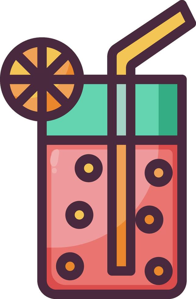 A drink with a straw and orange slice vector
