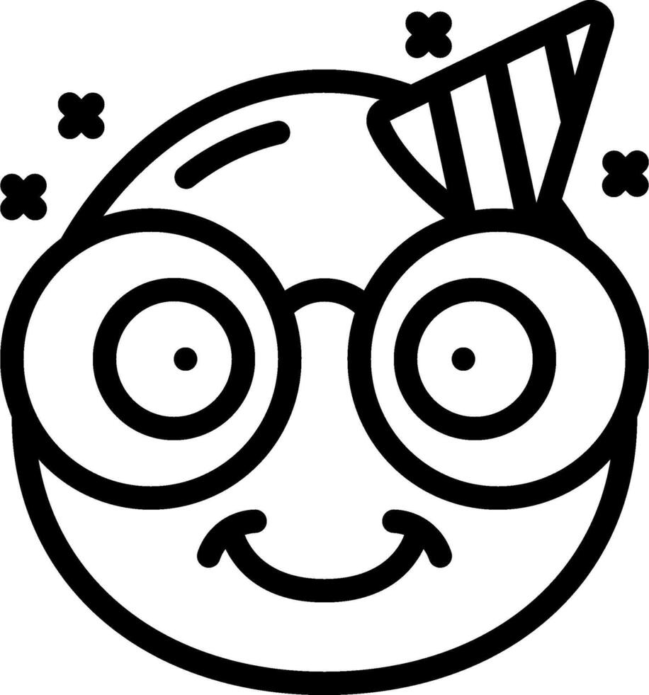 A cartoon face with glasses and a party hat vector