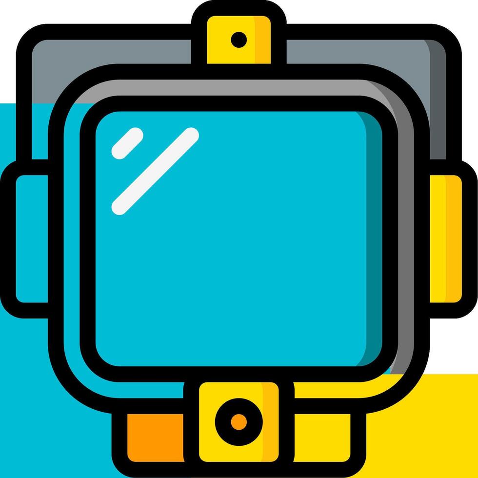 A blue and yellow camera with a yellow and blue background vector