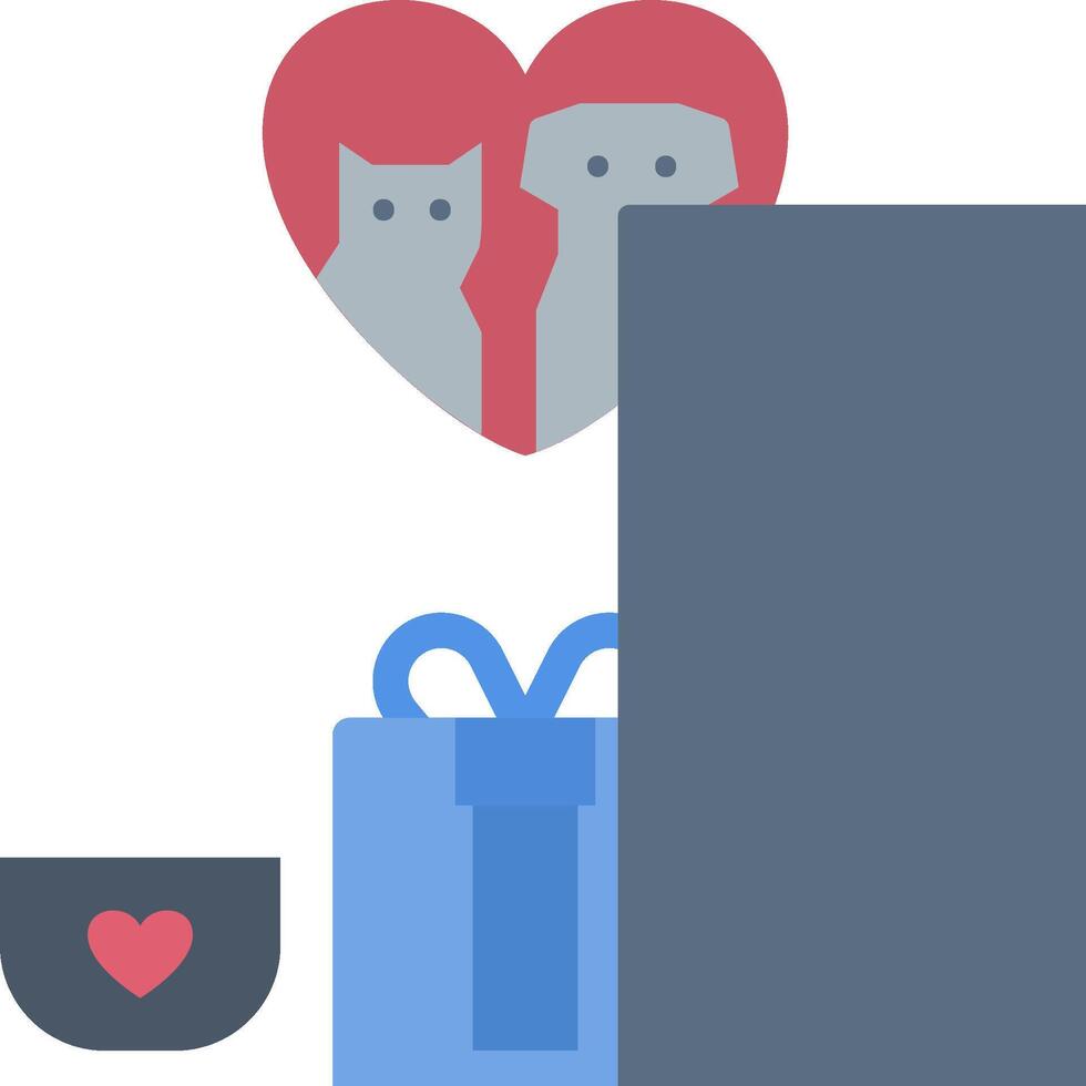 A dog and cat are sitting on a bed with a gift box vector