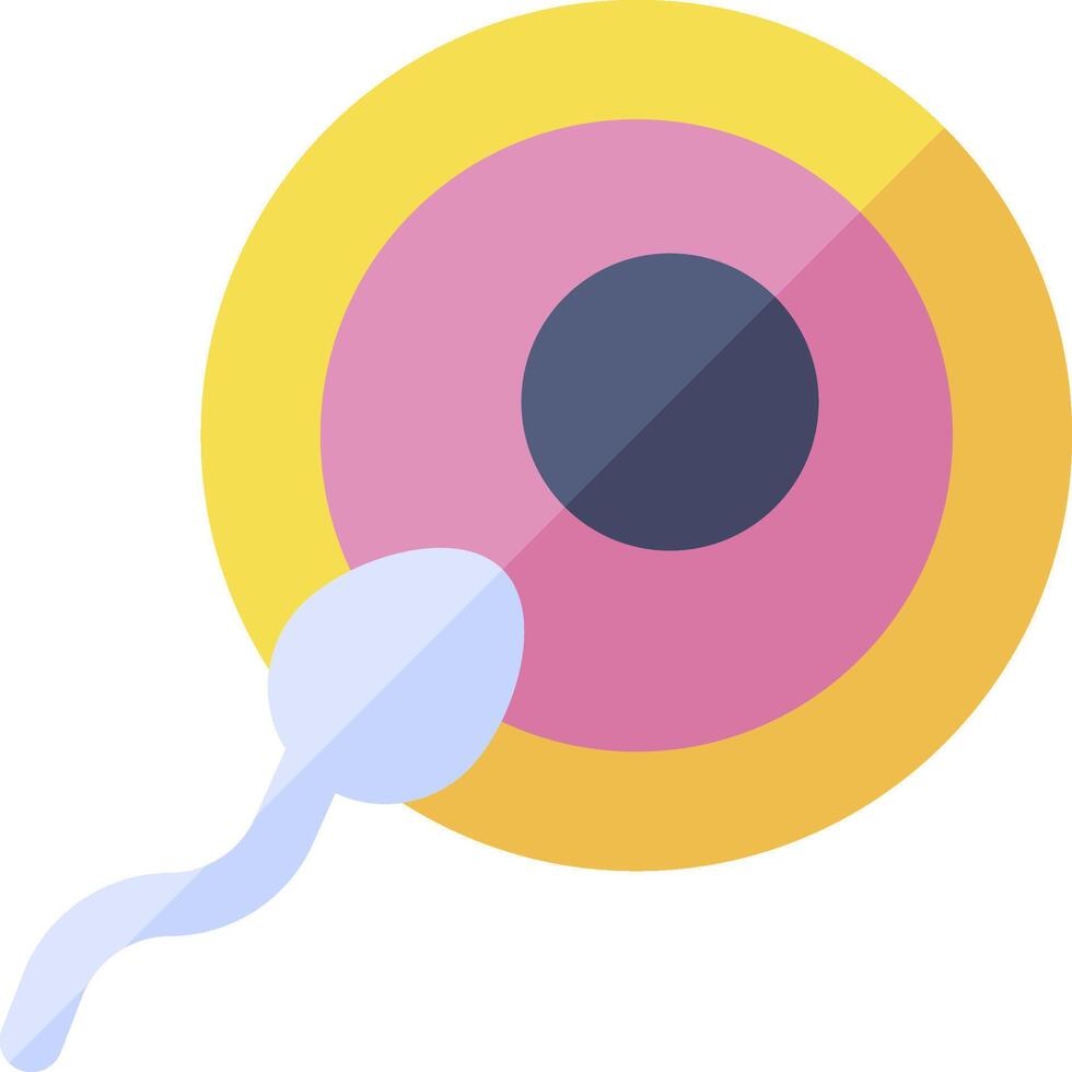 A pink and yellow circle with a black dot in the center vector