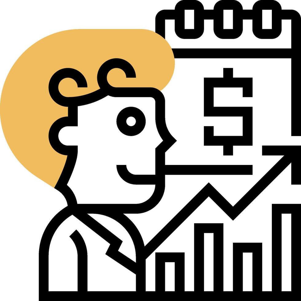 A man with a business graph and a dollar sign vector