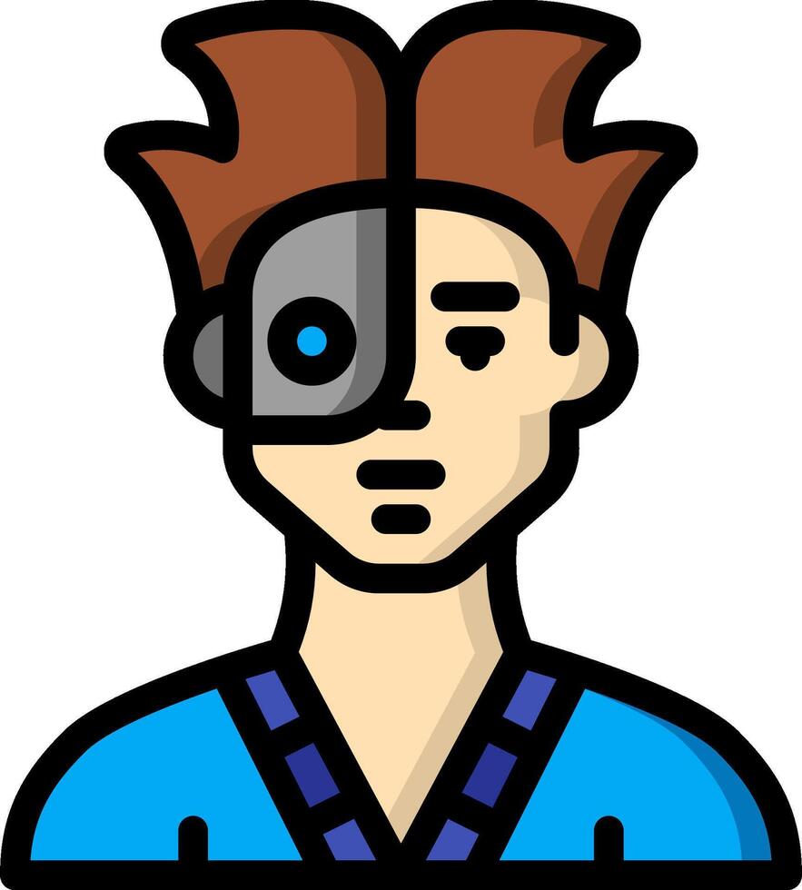 A cartoon man with a blue shirt and a blue headband vector