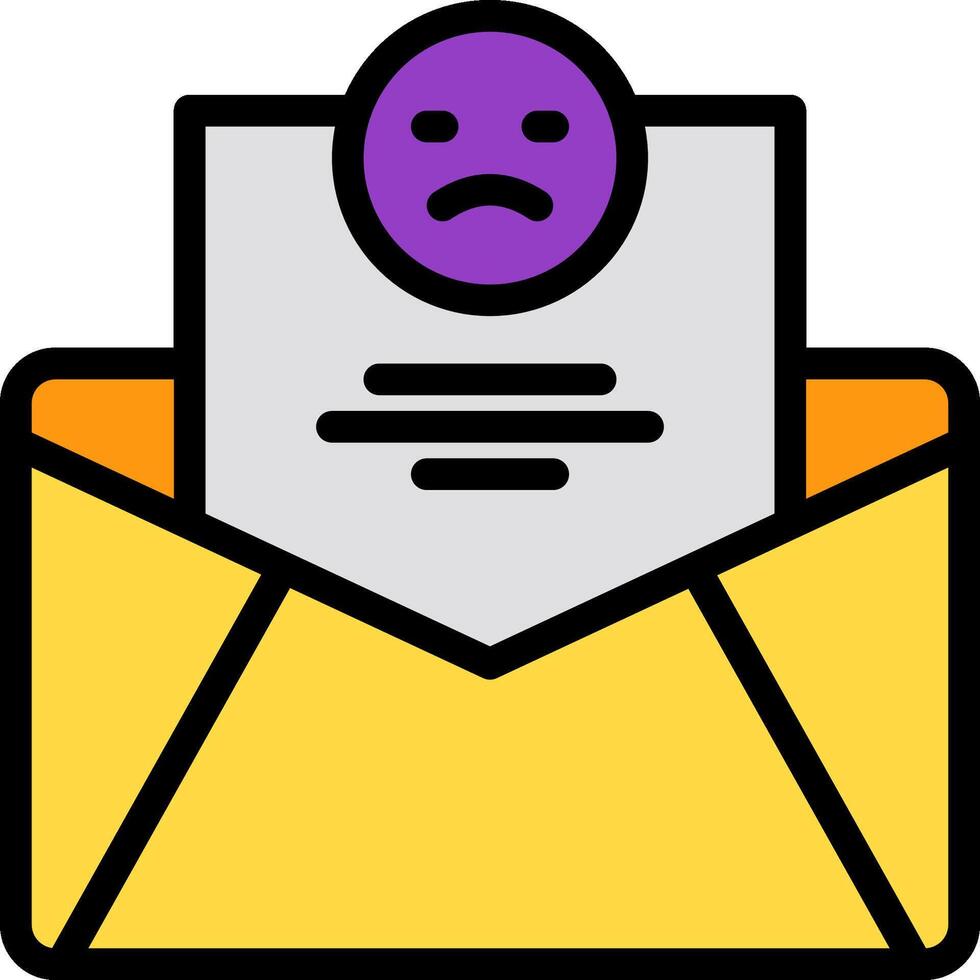 An envelope with a sad face on it vector