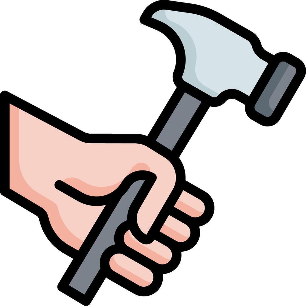 Hand holding hammer vector