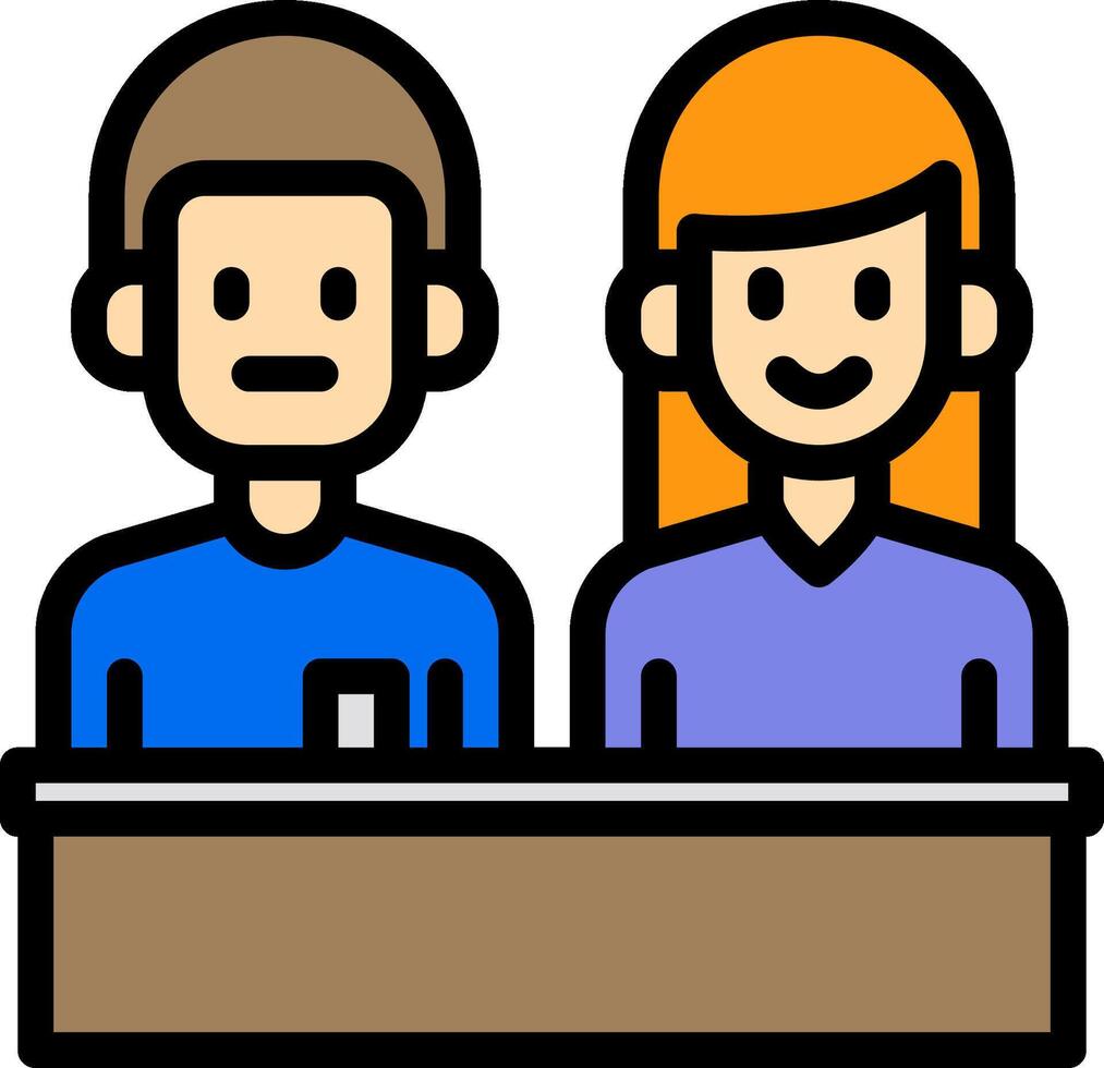 A man and woman sitting at a desk vector