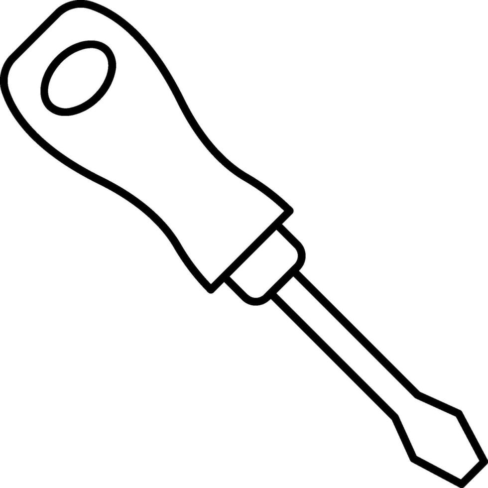 A black and white drawing of a screwdriver vector