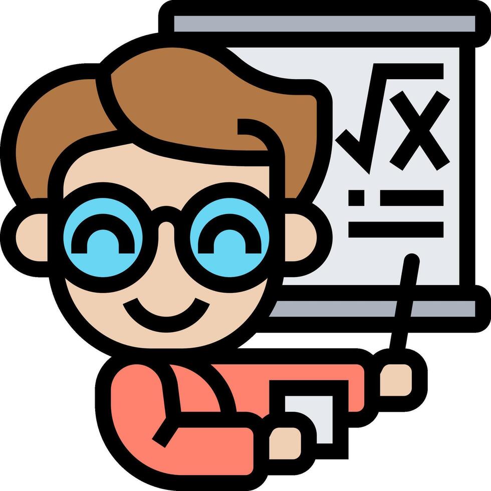 A cartoon man with glasses and a pointer vector