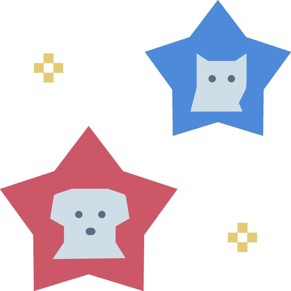Two stars with a cat and dog on them vector