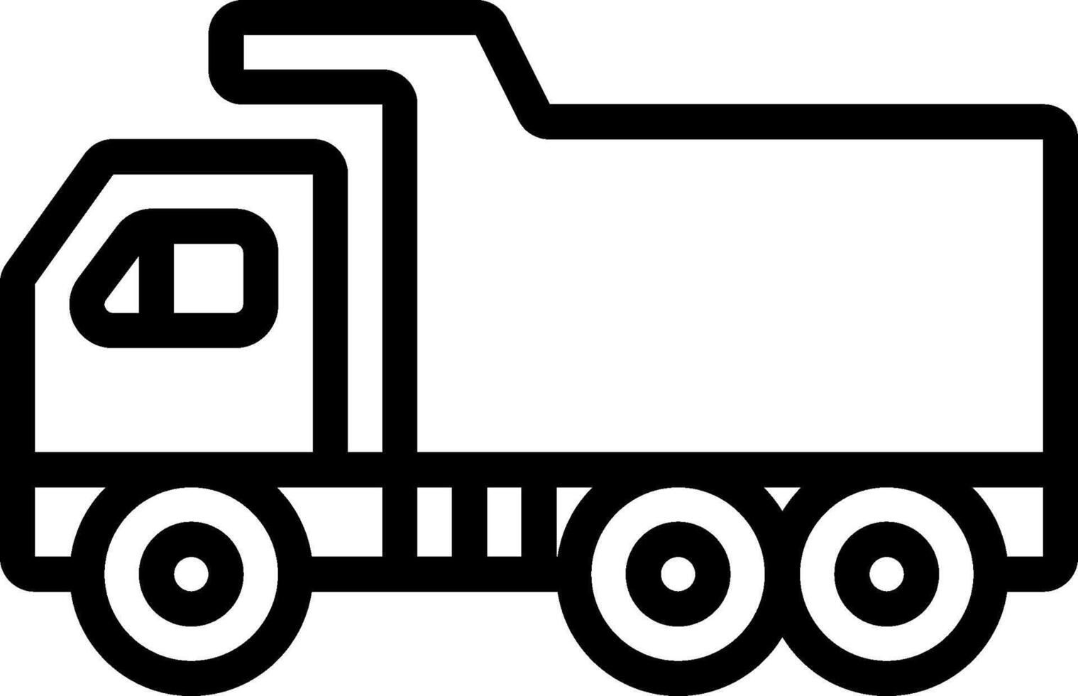 A black and white drawing of a dump truck vector