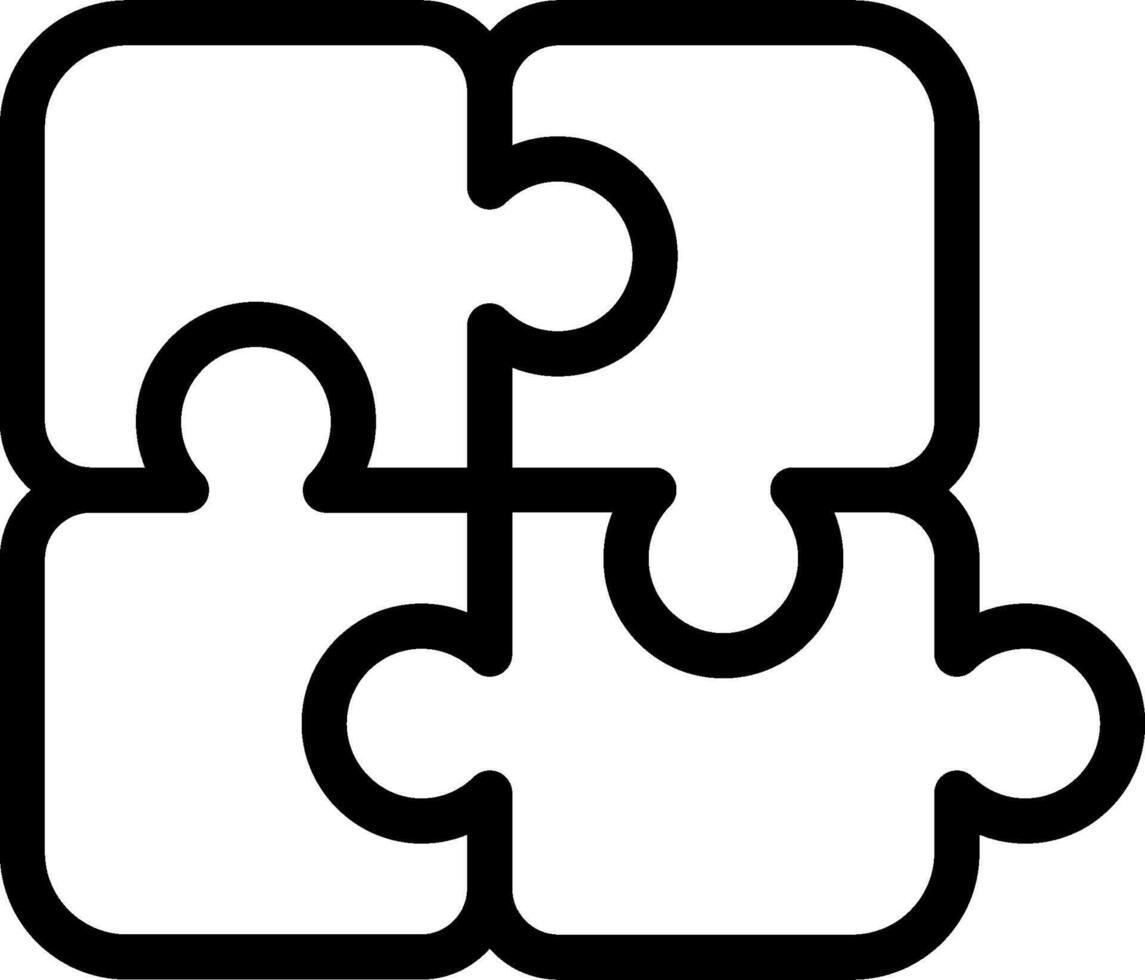 A black and white puzzle piece with four pieces vector
