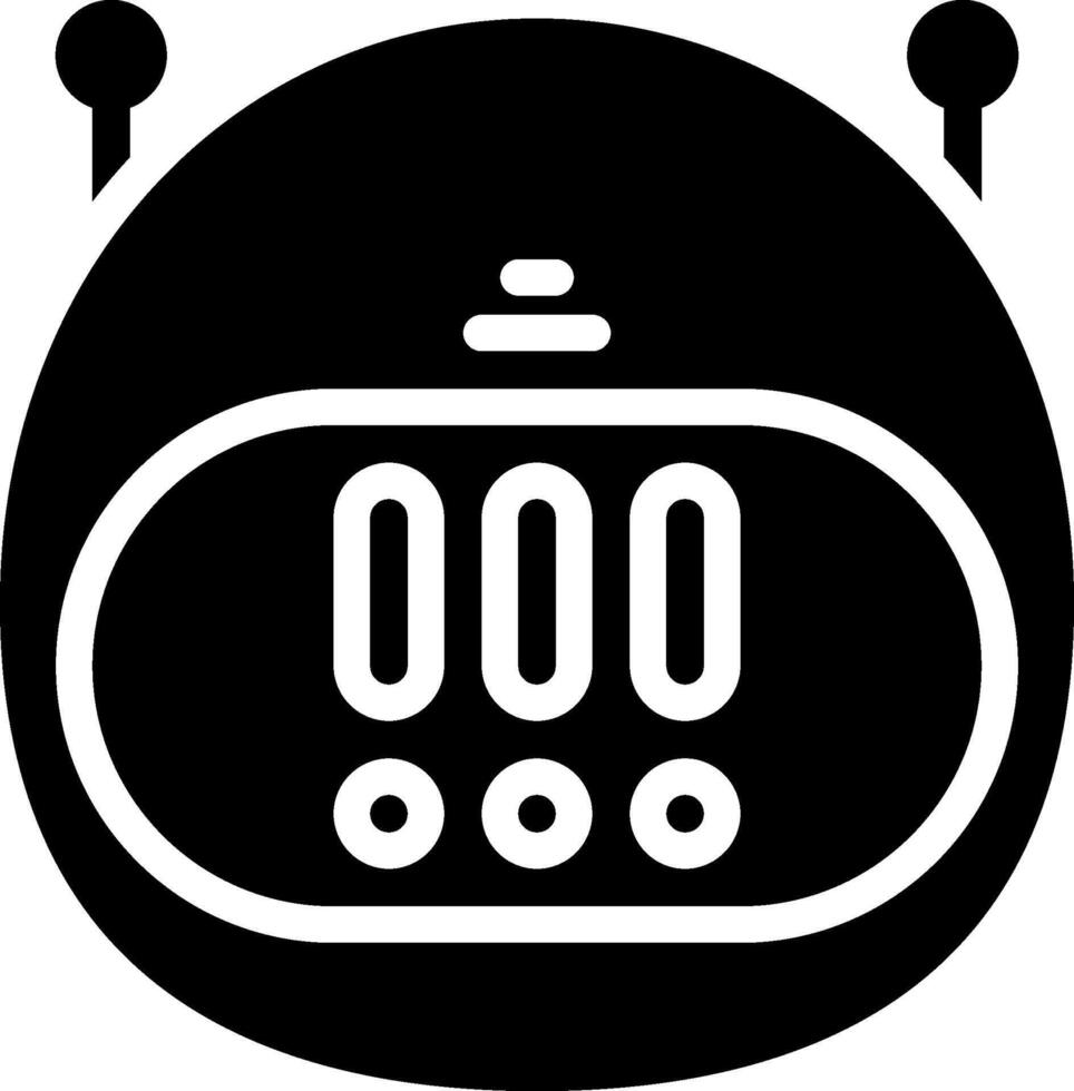 A black and white icon of a clock vector