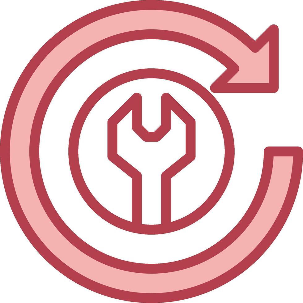 A red and white icon with a wrench in the middle vector