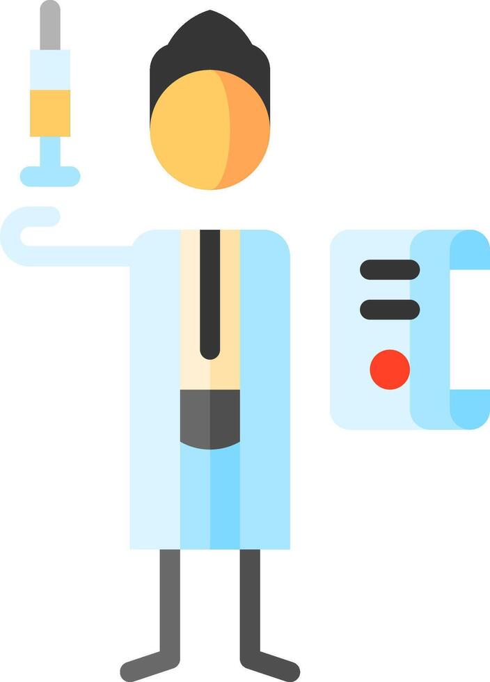 A man in a lab coat holding a syringe vector