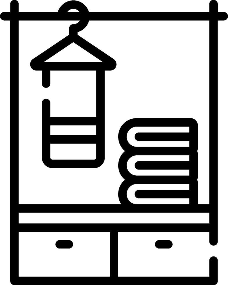 A black and white image of a closet with a hanging rack vector