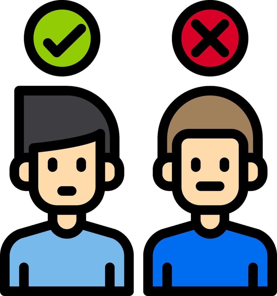 Two men with different check marks on their faces vector