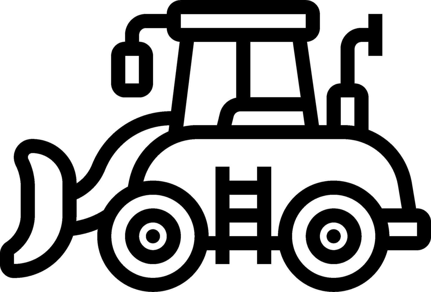 A black and white drawing of a bulldozer vector