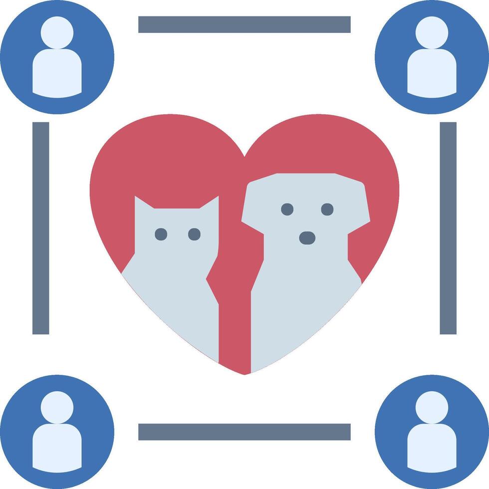 A dog and cat are surrounded by people and social media icons vector
