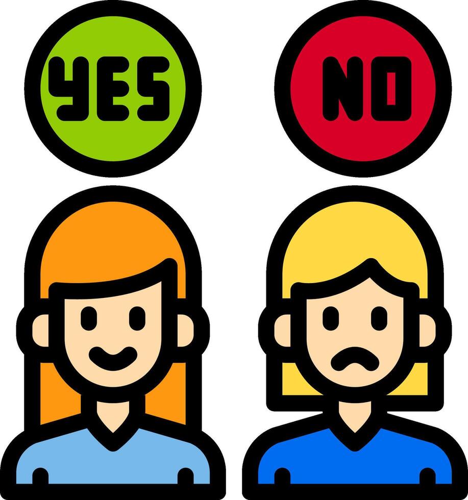 Two people with the words yes and no on them vector