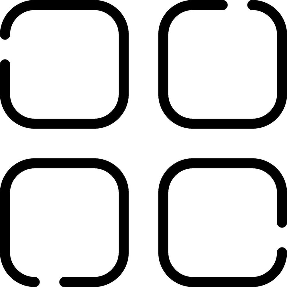 Four square shaped icons with black lines vector