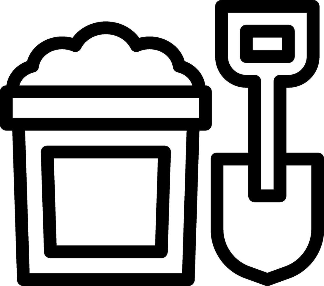 A shovel and bucket icon on a white background vector