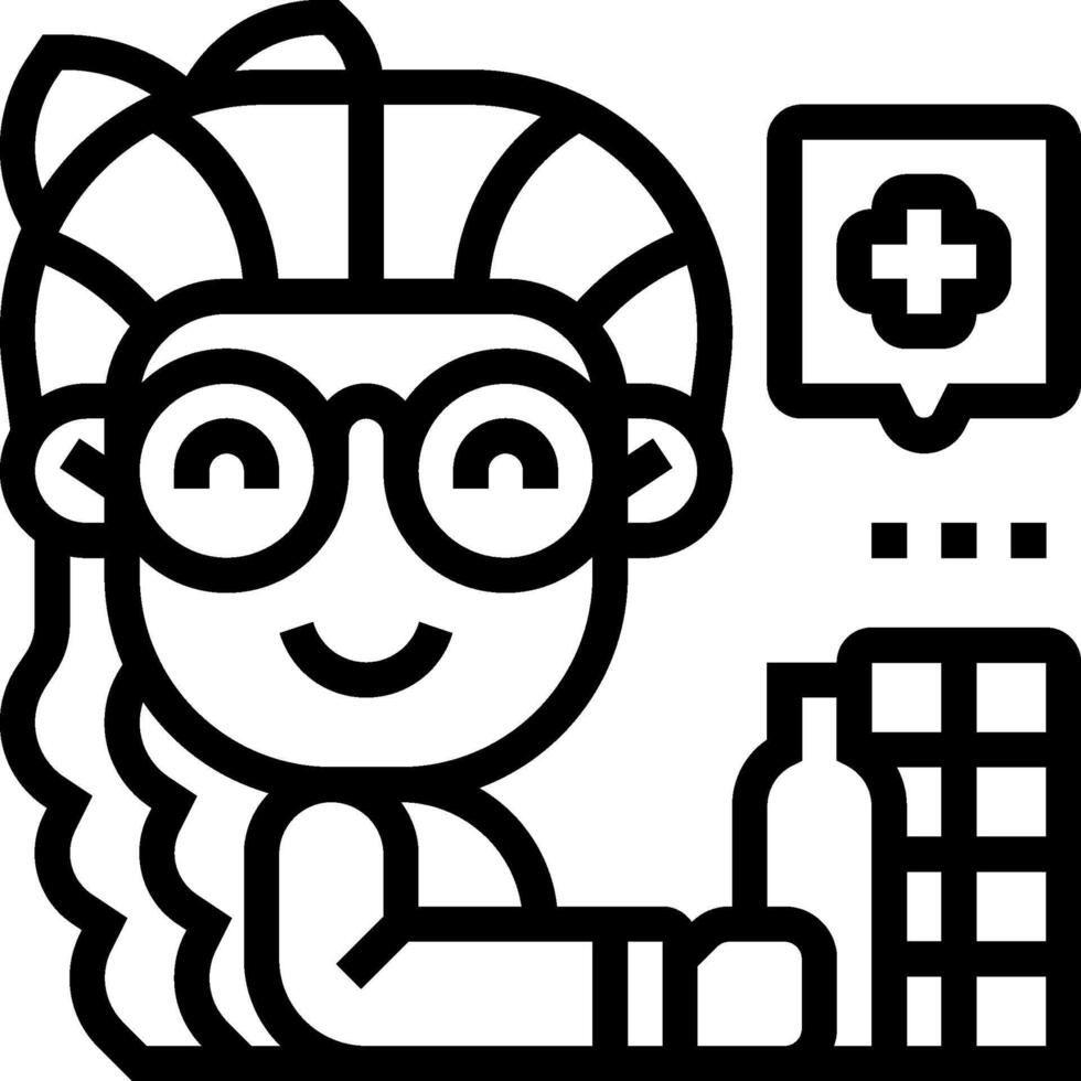 A woman in glasses is sitting at a desk with a tablet vector