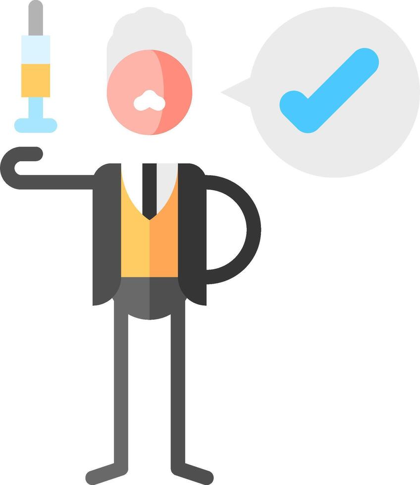 A man with a syringe and a tick mark vector