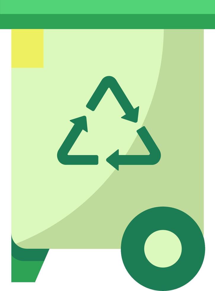 A green trash can with a recycling symbol on it vector