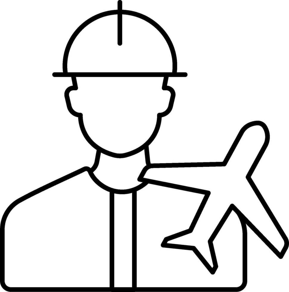 A man in a hard hat holding a plane vector
