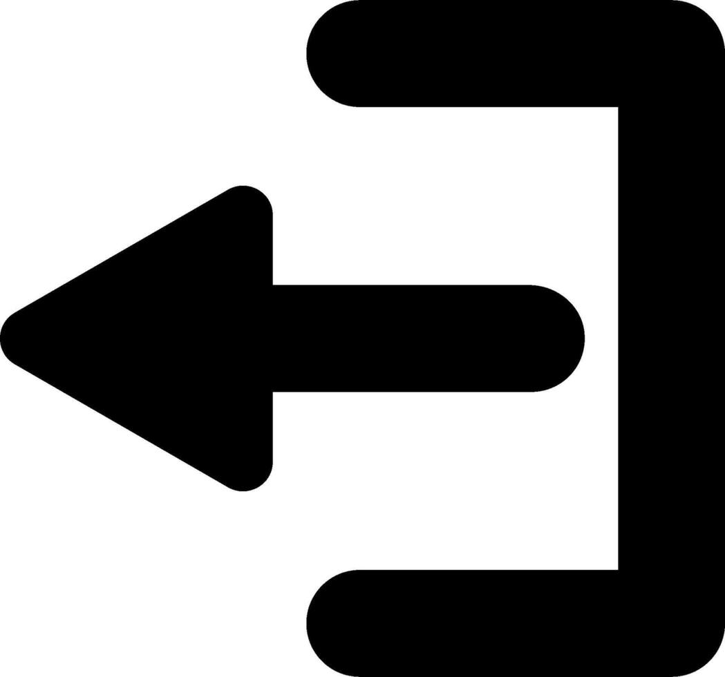An arrow pointing to the left in a black and white icon vector