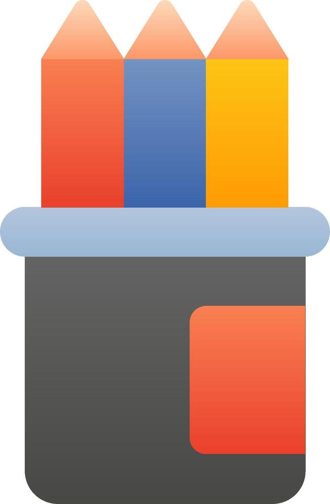 A box with four colored pencils in it vector