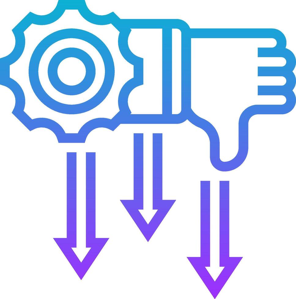 A hand holding a gear and a thumbs down vector