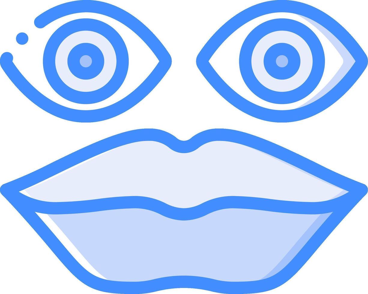 An eye and mouth icon with a blue background vector