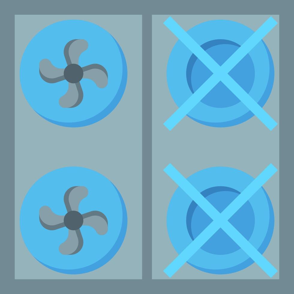 Four blue circles with a fan and a cross vector