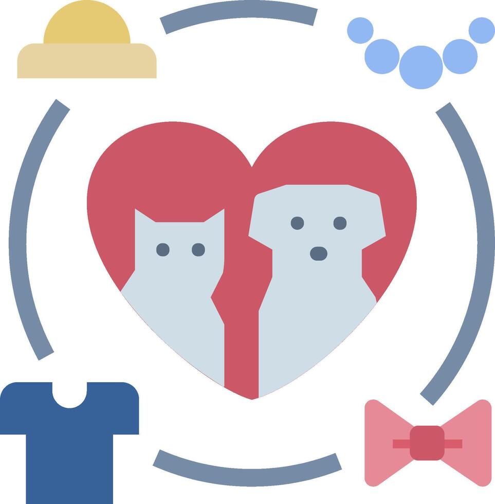A dog and cat are in a circle with a heart and other items vector