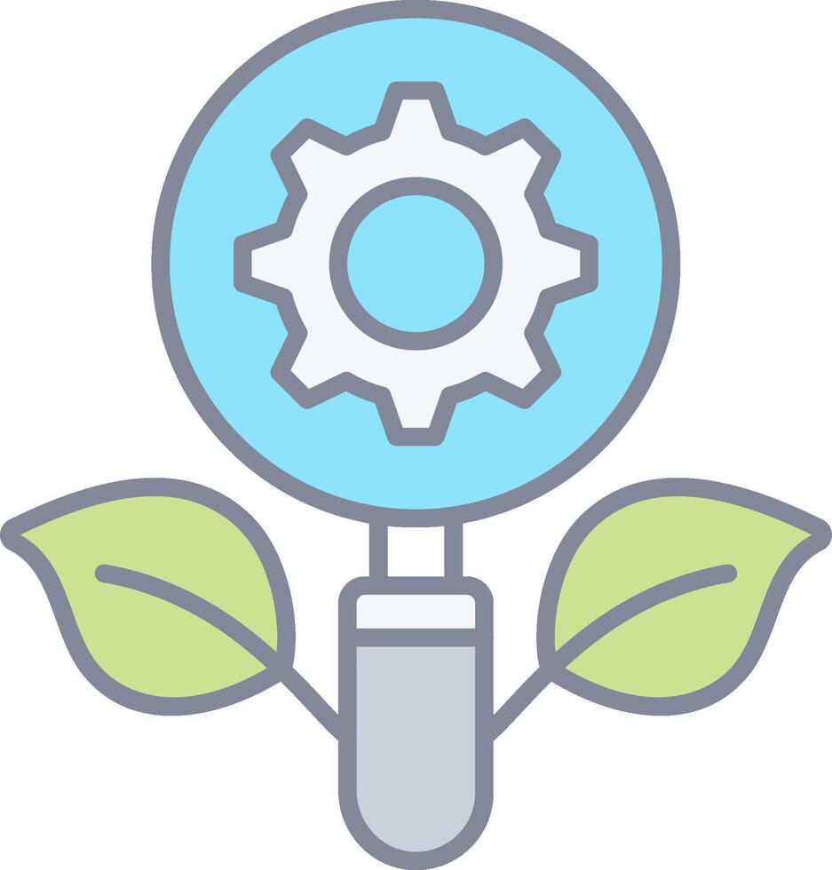 Magnifying glass with gears and leaves vector