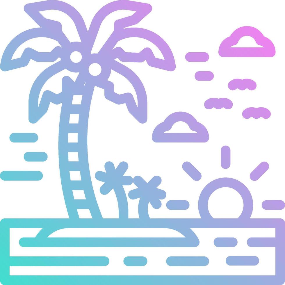 Tropical island palm tree and sun icon vector